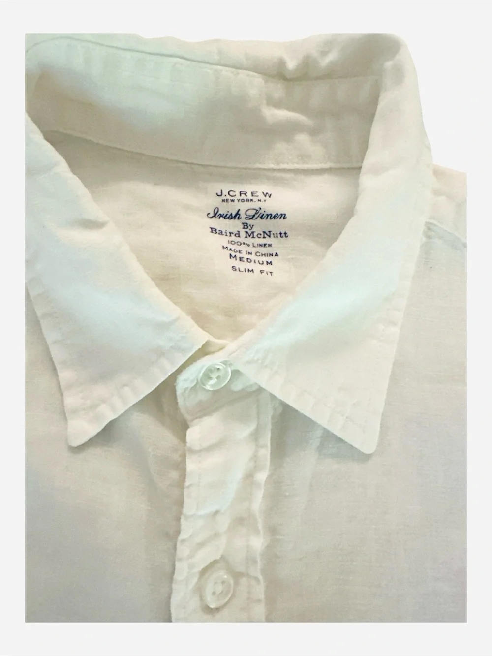 J. Crew Baird McNutt White Irish Linen Shirt Men’s Medium Slim fit